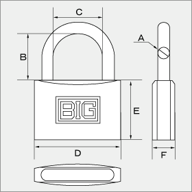 No.1200 BIGシリンダー南京錠 図面